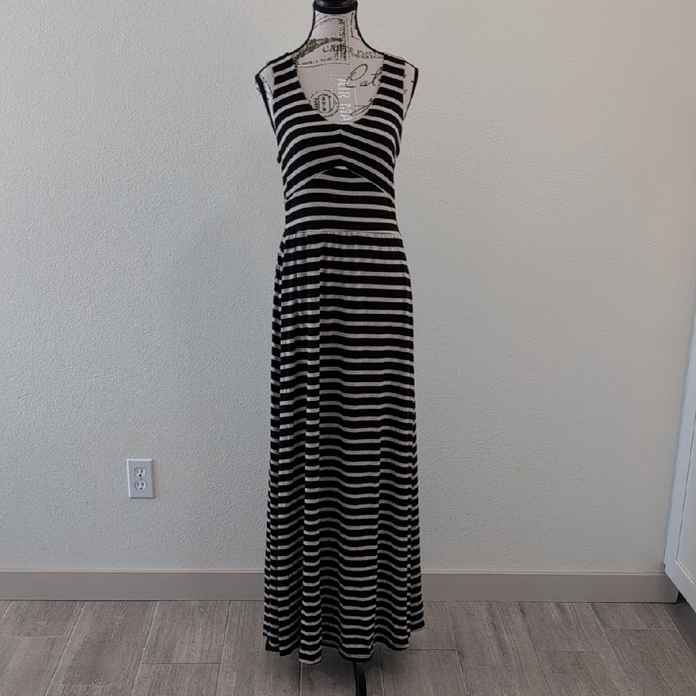 Puella Striped Black and White Maxi Dress